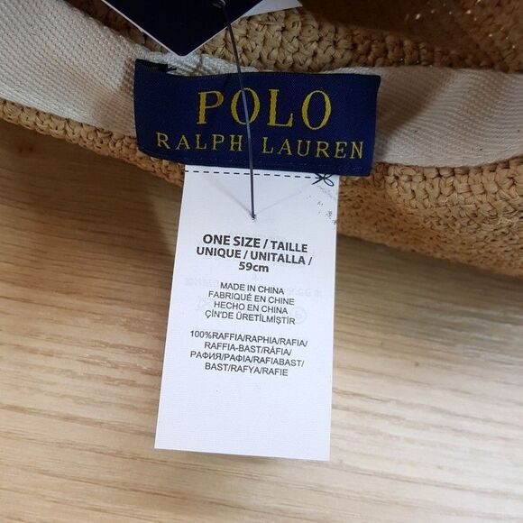 POLO RALPH LAUREN Mens Surf Sider Raffia Fedora Hat Blue Braided Scarf $110 - Picture 5 of 8
